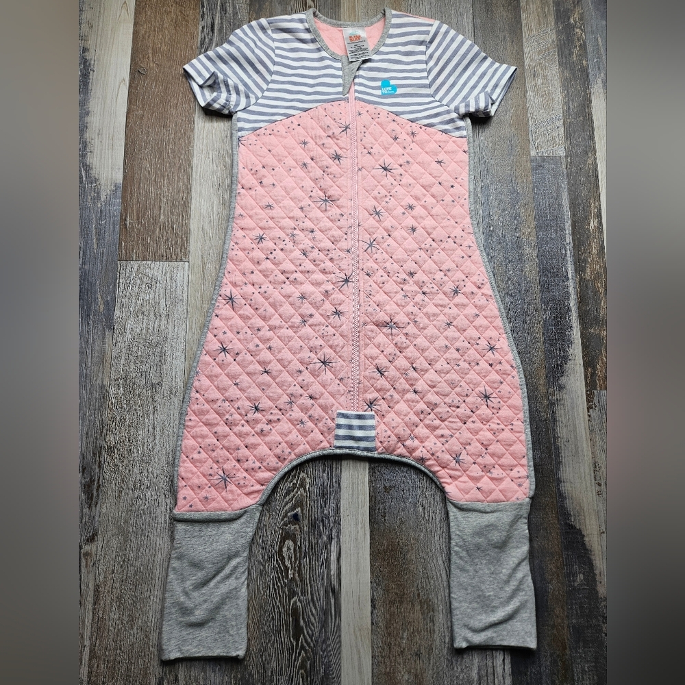 Love To Dream Sleep Suit Size 1 12-24 Months Quilted Pink & Gray